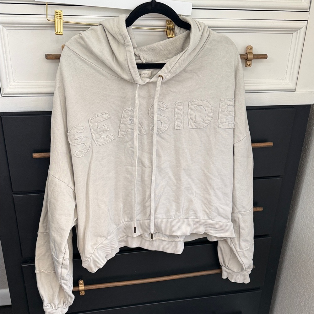 Pilcro Cream Knit Hoodie with Subtle Texture